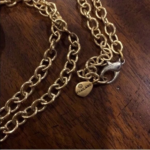 BARSE Bronze and Black Onyx Scroll Filigree Pendant Necklace - Picture 3 of 9